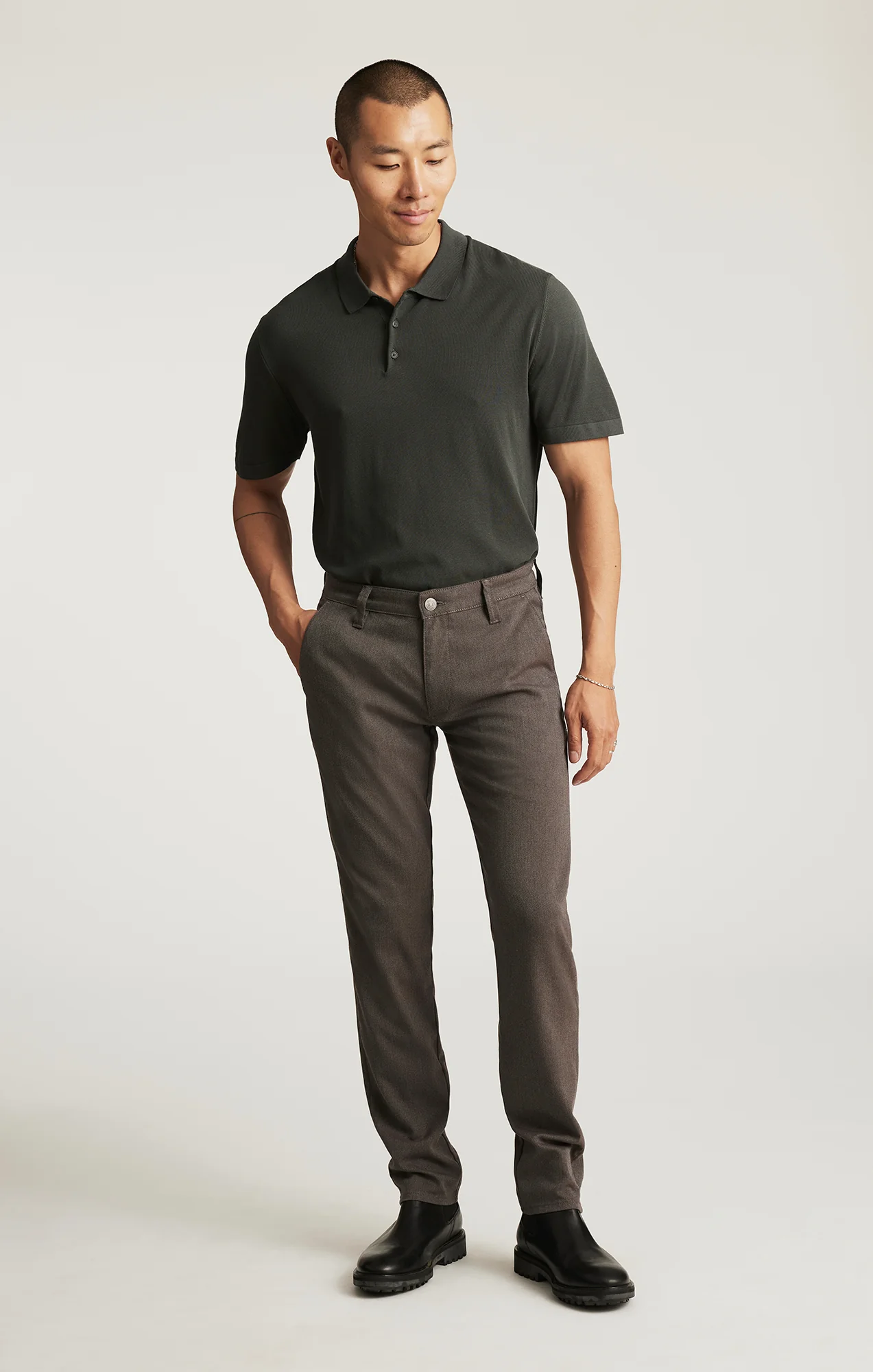Milton Slim Straight Chino - Feather Tweed