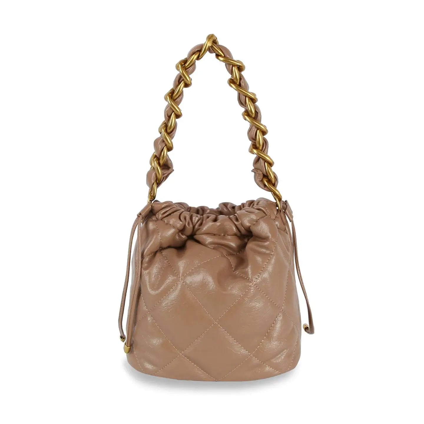 Quilted Hobo Handbag- Tan