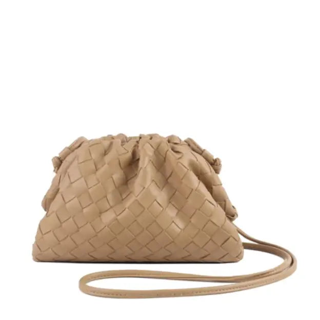 Woven Cloud Clutch in Tan