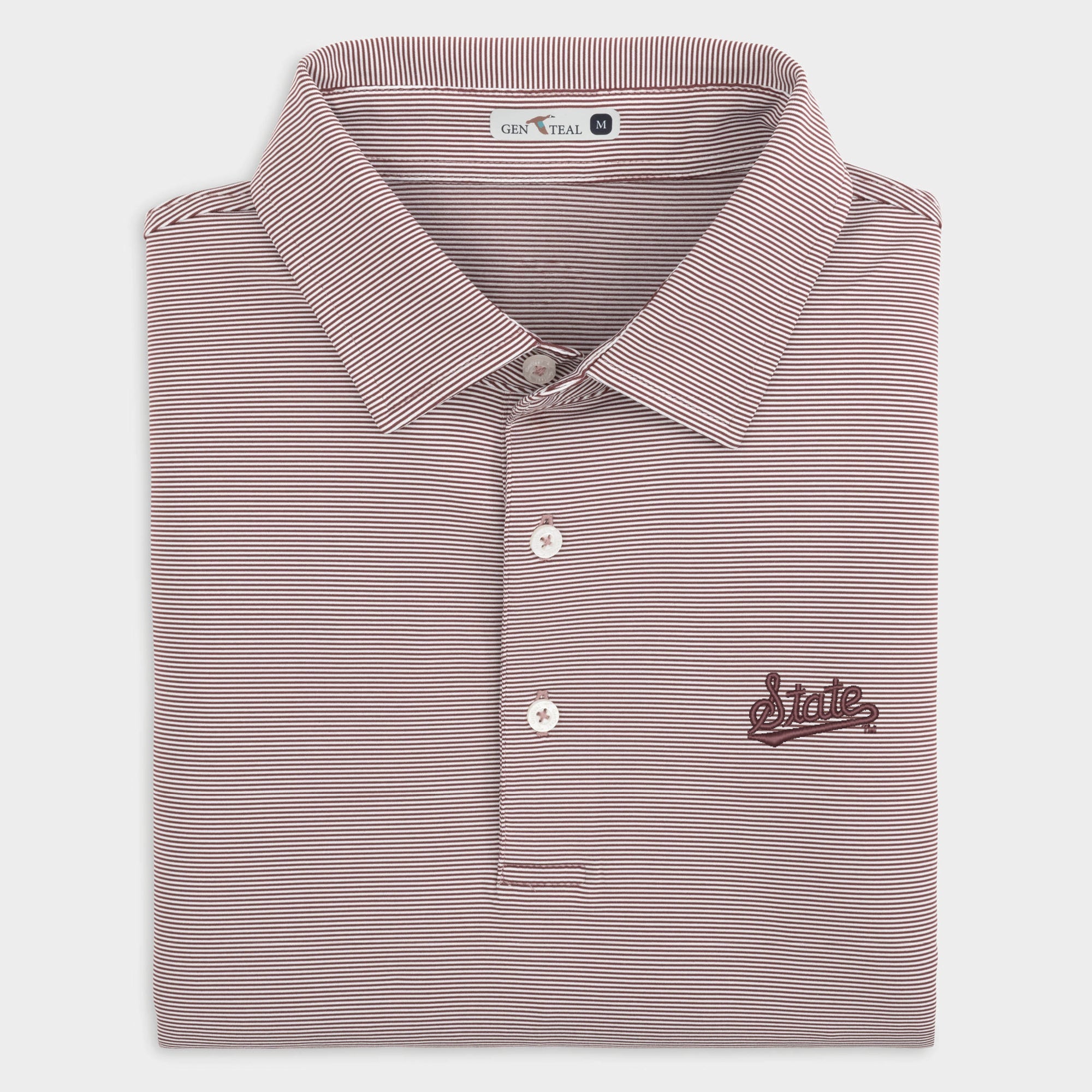 MSU State Script Pinstripe Polo - Maroon