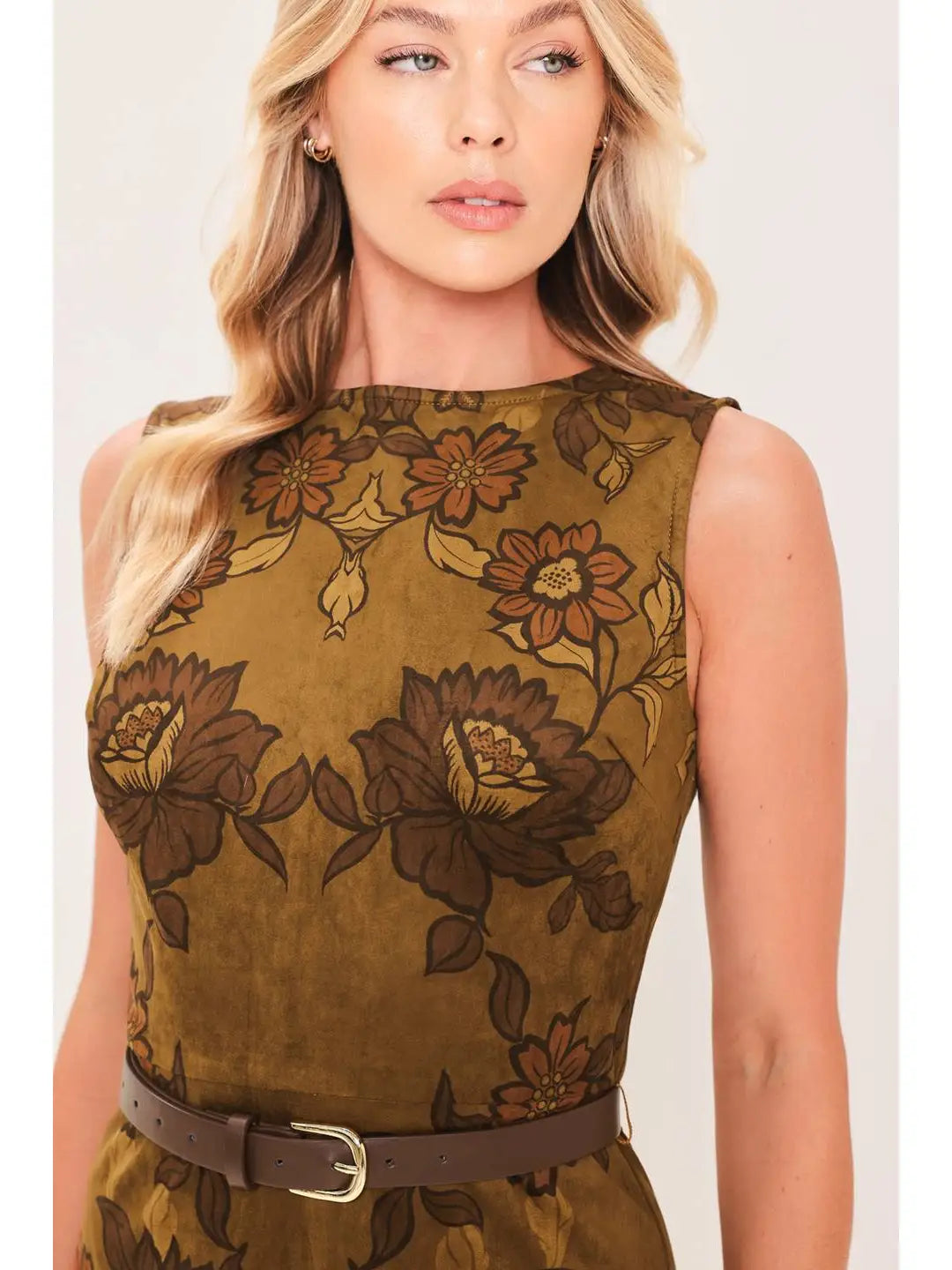 Fall Foliage Faux Suede Sheath Dress