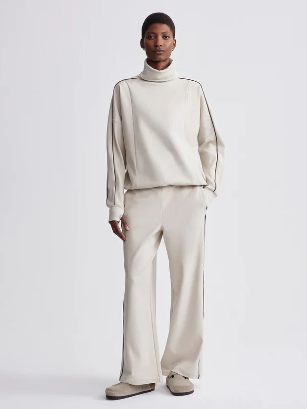 VARLEY-Brushed Rib Wide Leg Pant 30"-Cement Marl/Bitter Choc.