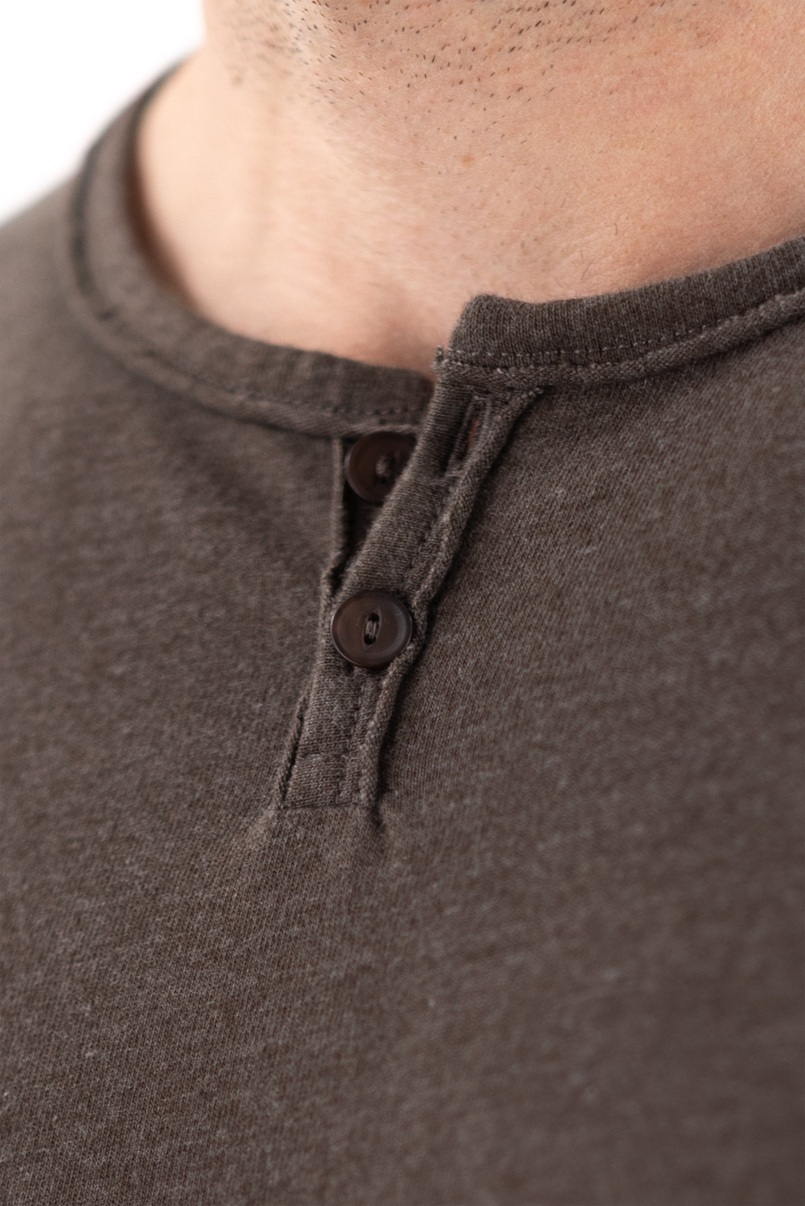 Long Sleeve Vintage Henley - Dark Roast