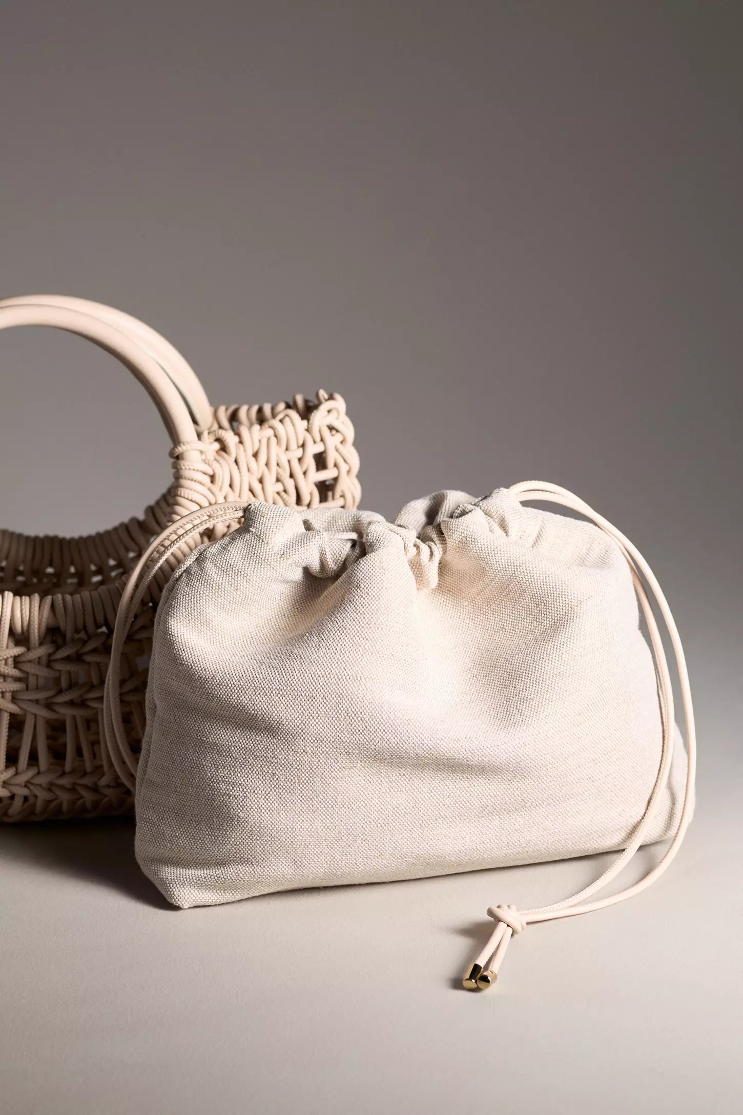 Azure Woven Handbag in Bone
