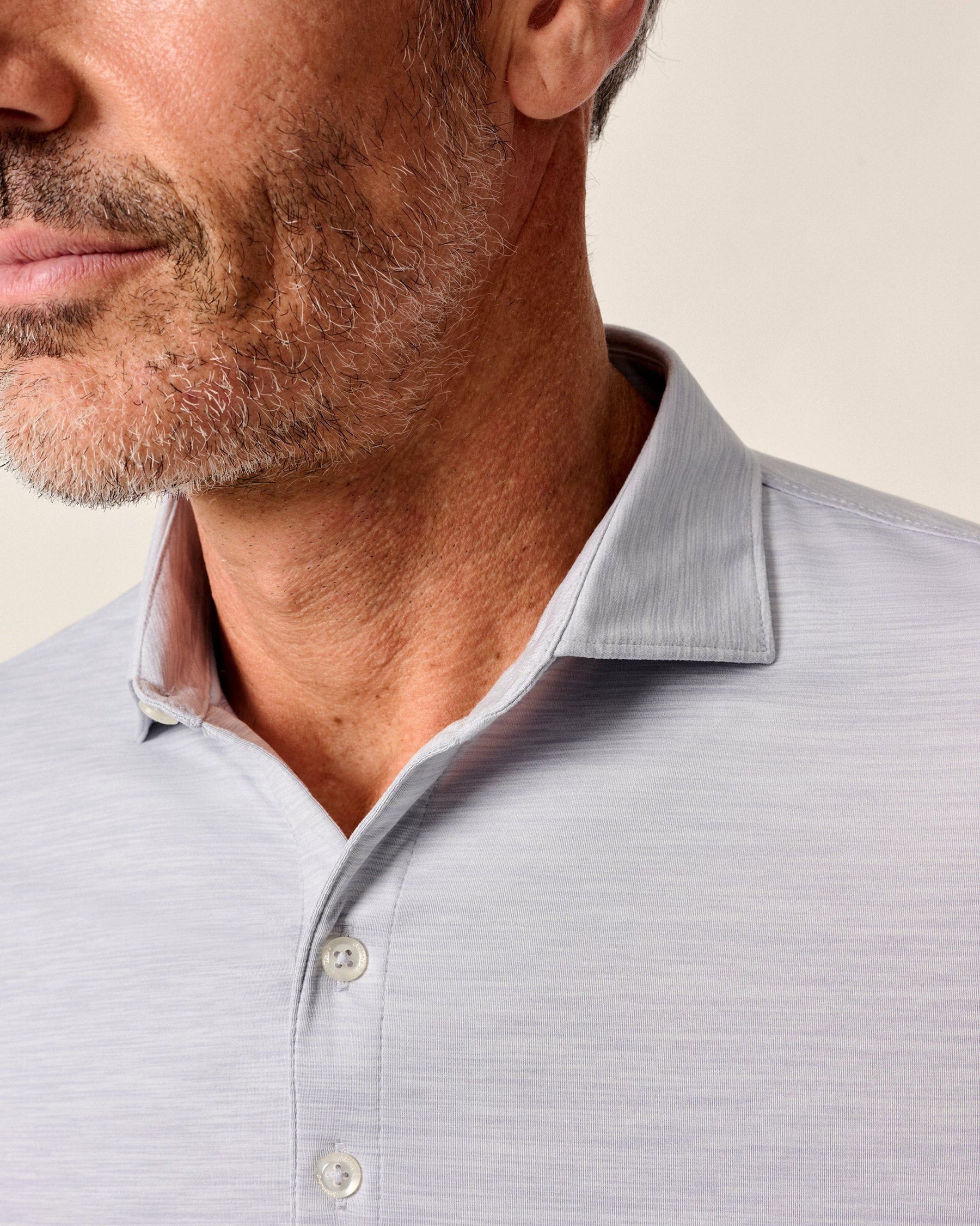 Featherweight Long Sleeve Polo - Light Gray