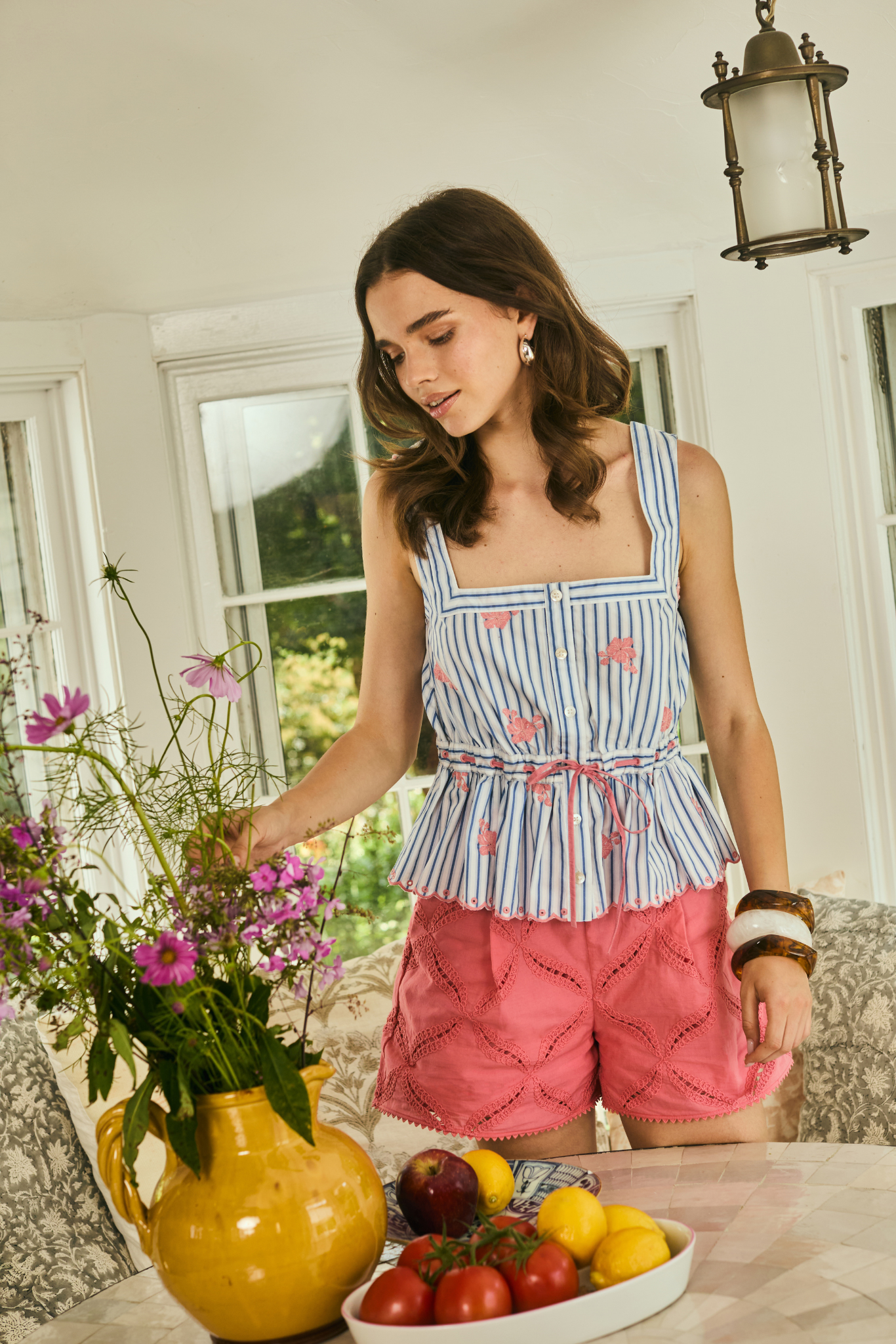 Eyelet Tracy Short - Coral