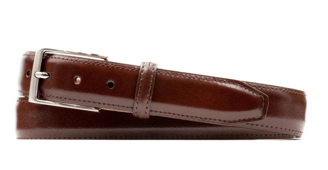 Smith 2 Buckle Leather Belt - Luggage