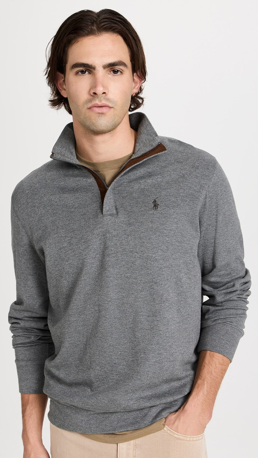 Double Knit Jersey 1/2 Zip - Grey Heather