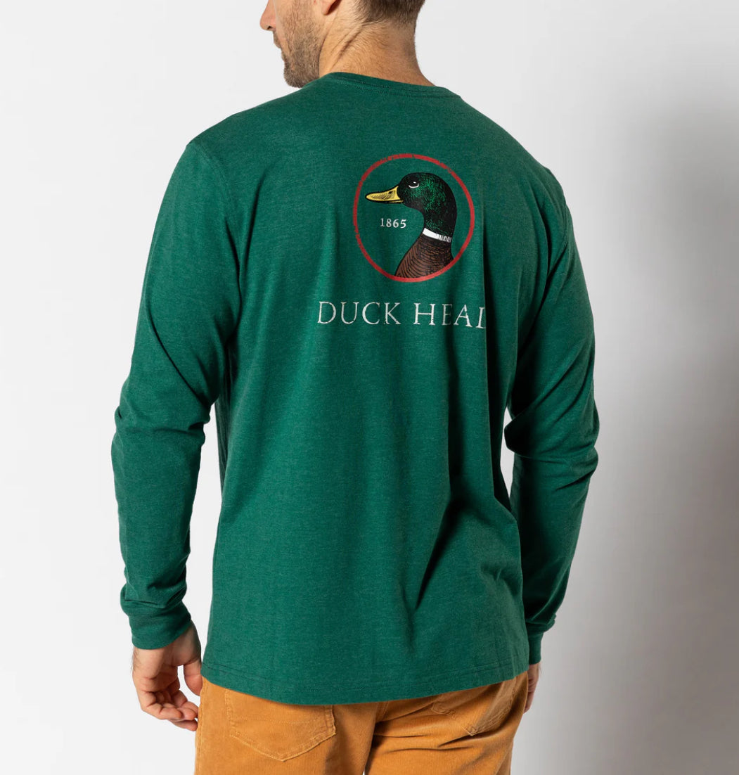 Long Sleeve Logo Tshirt - Forest Green Heather