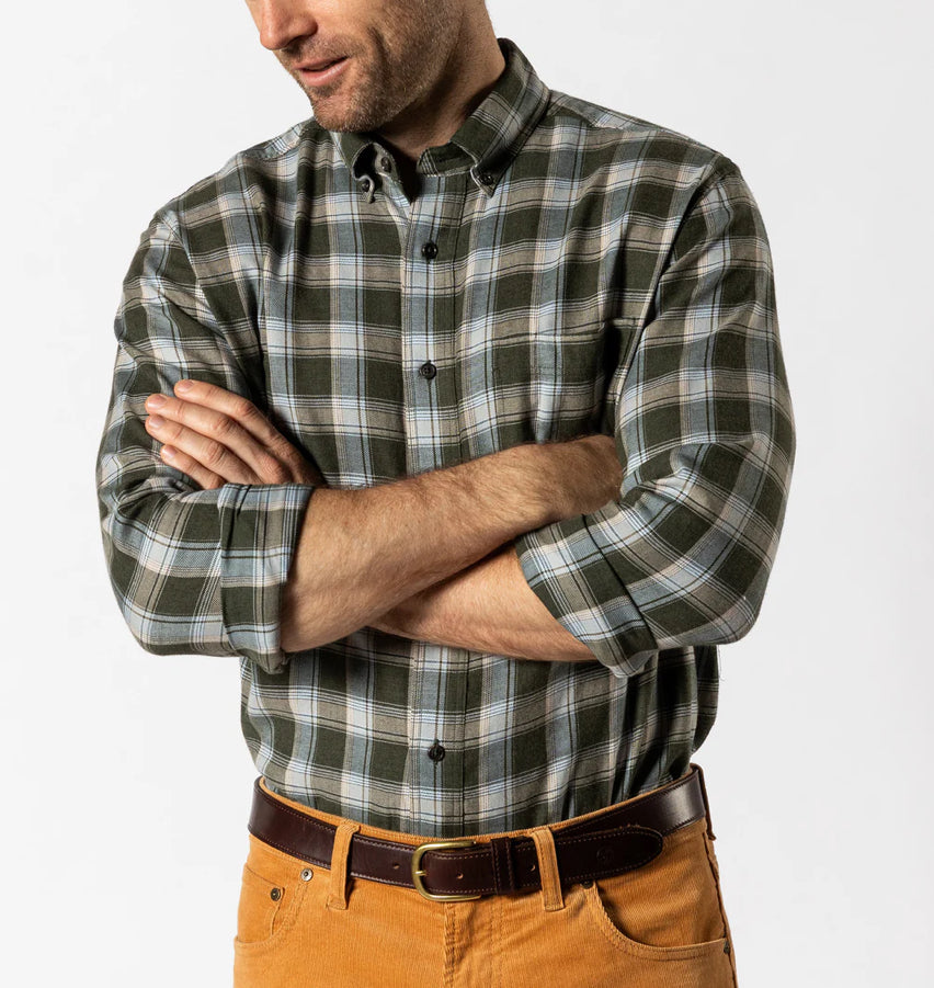 Cotton Flannel Sport Shirt - Deep Olive