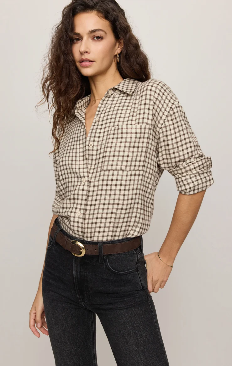 River Plaid Button Up - Dark Chocolate
