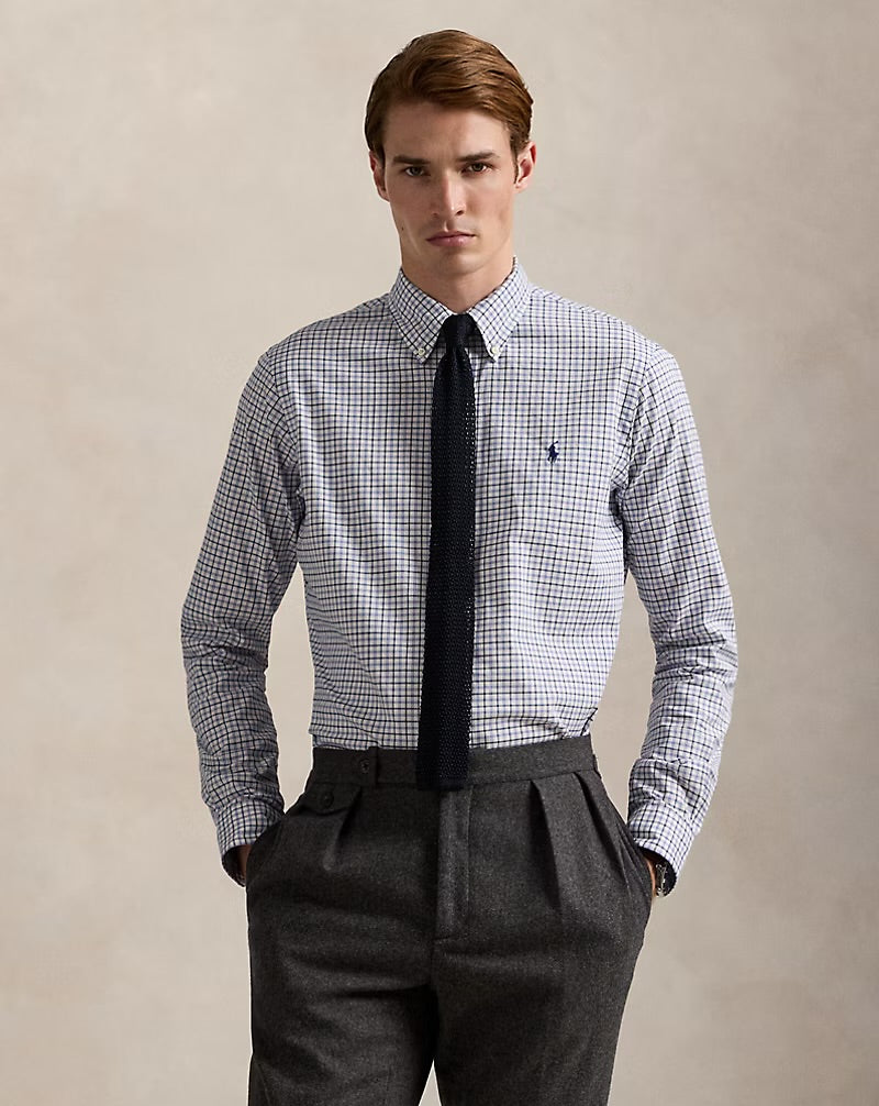 Classic Fit Plaid Twill Shirt - Nevis Blue
