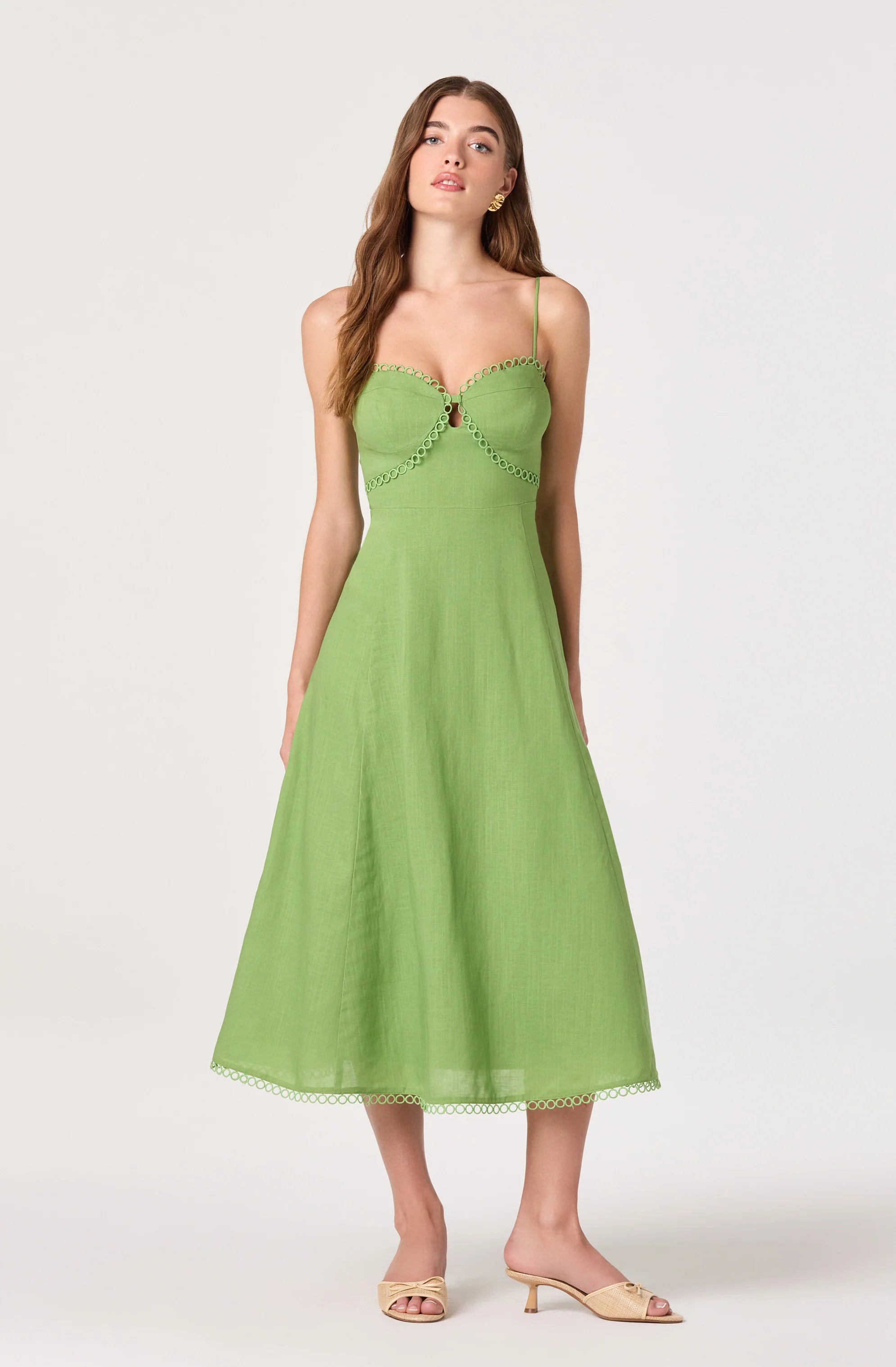 Christie Sweetheart Linen Dress-Green