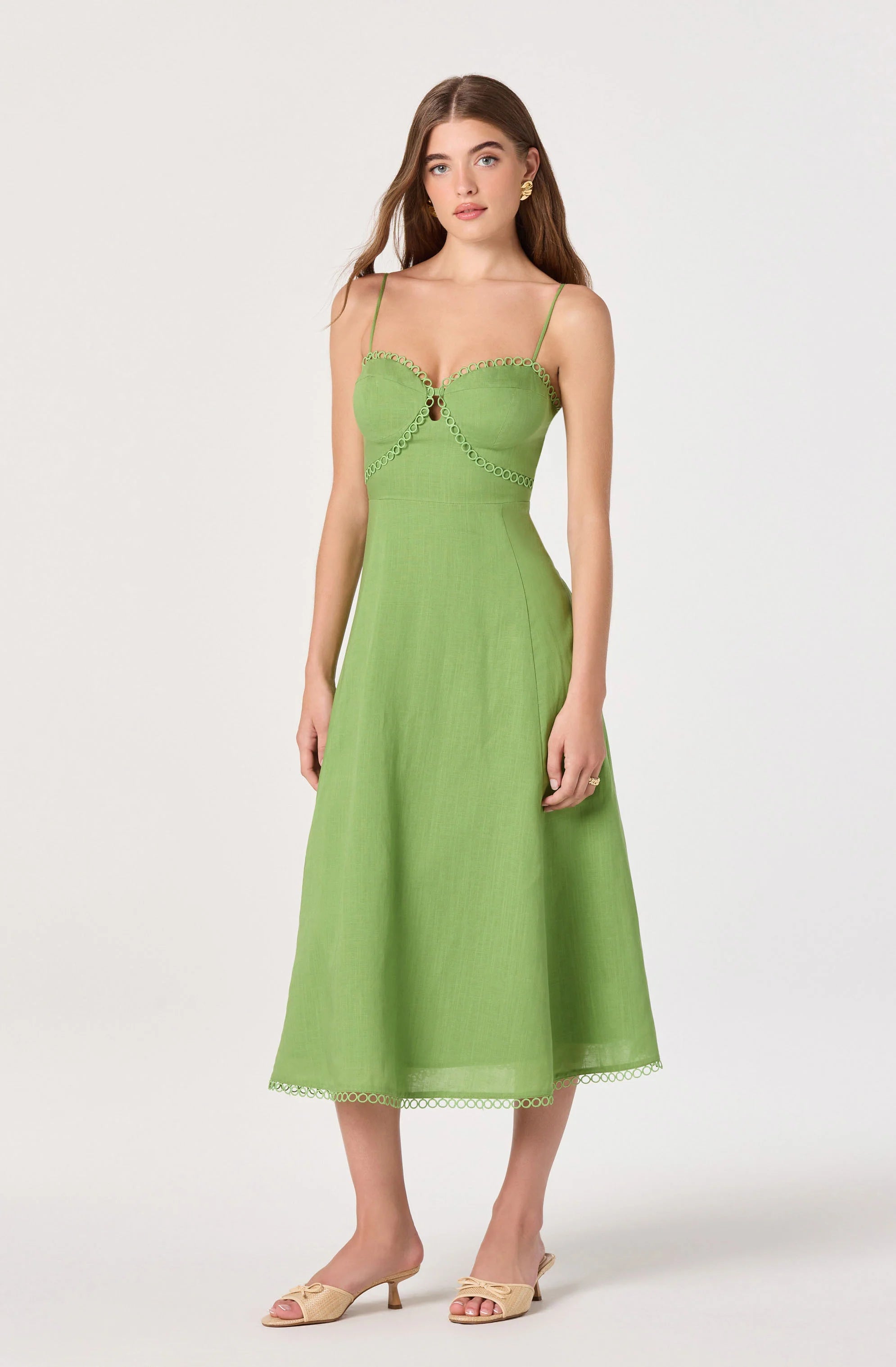 Christie Sweetheart Linen Dress-Green