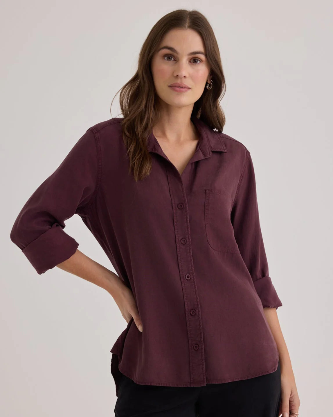 Split Back Button Down - pinot