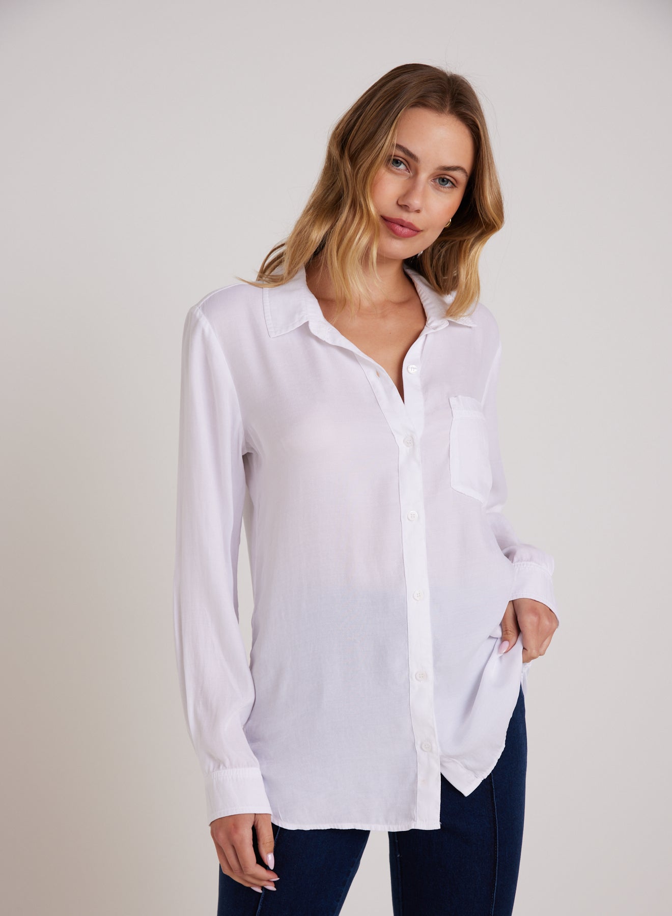 Boyfriend Front Button White Shirt