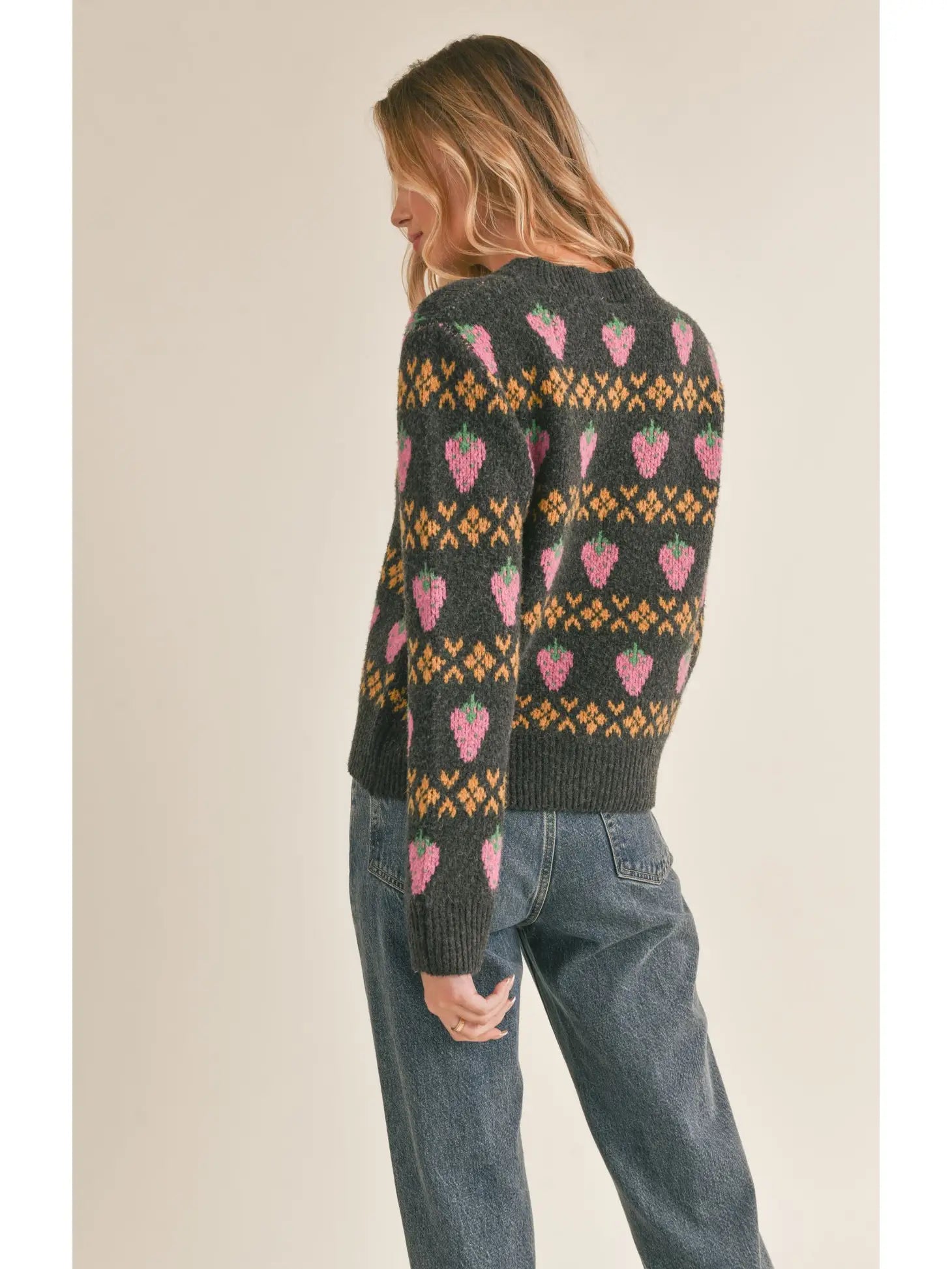 Berry Sweet Knit Charcoal Sweater
