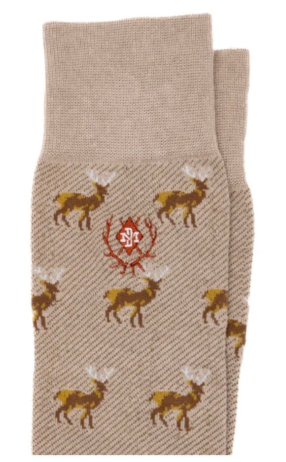 Peruvian Pima Cotton Sock - Oatmeal Elk