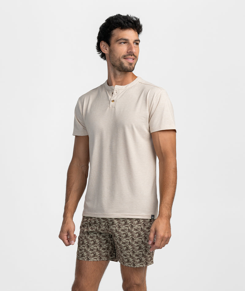 Max Comfort Short Sleeve Henley - Oatmeal