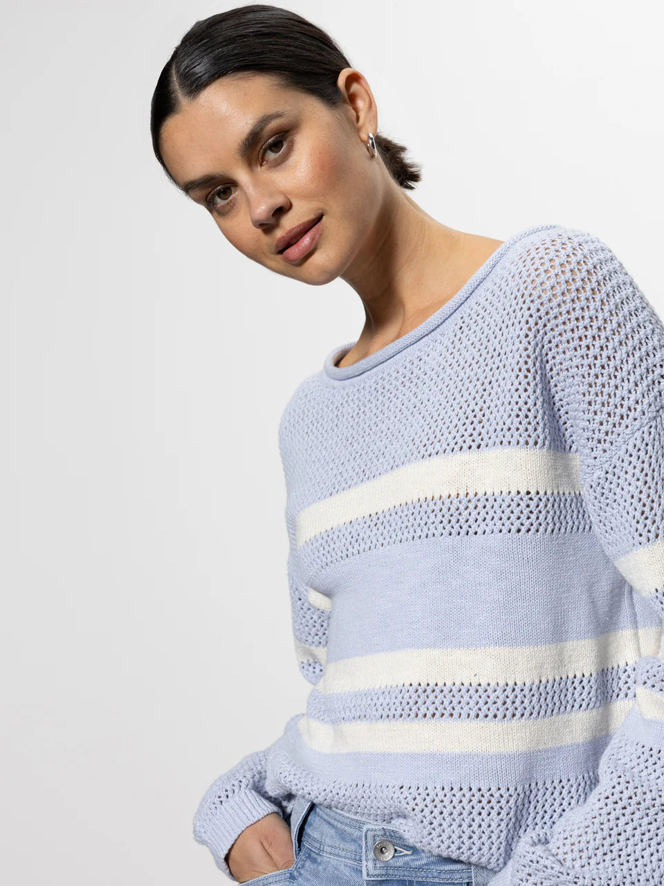 Sporty Stripe Open Knit Sweater