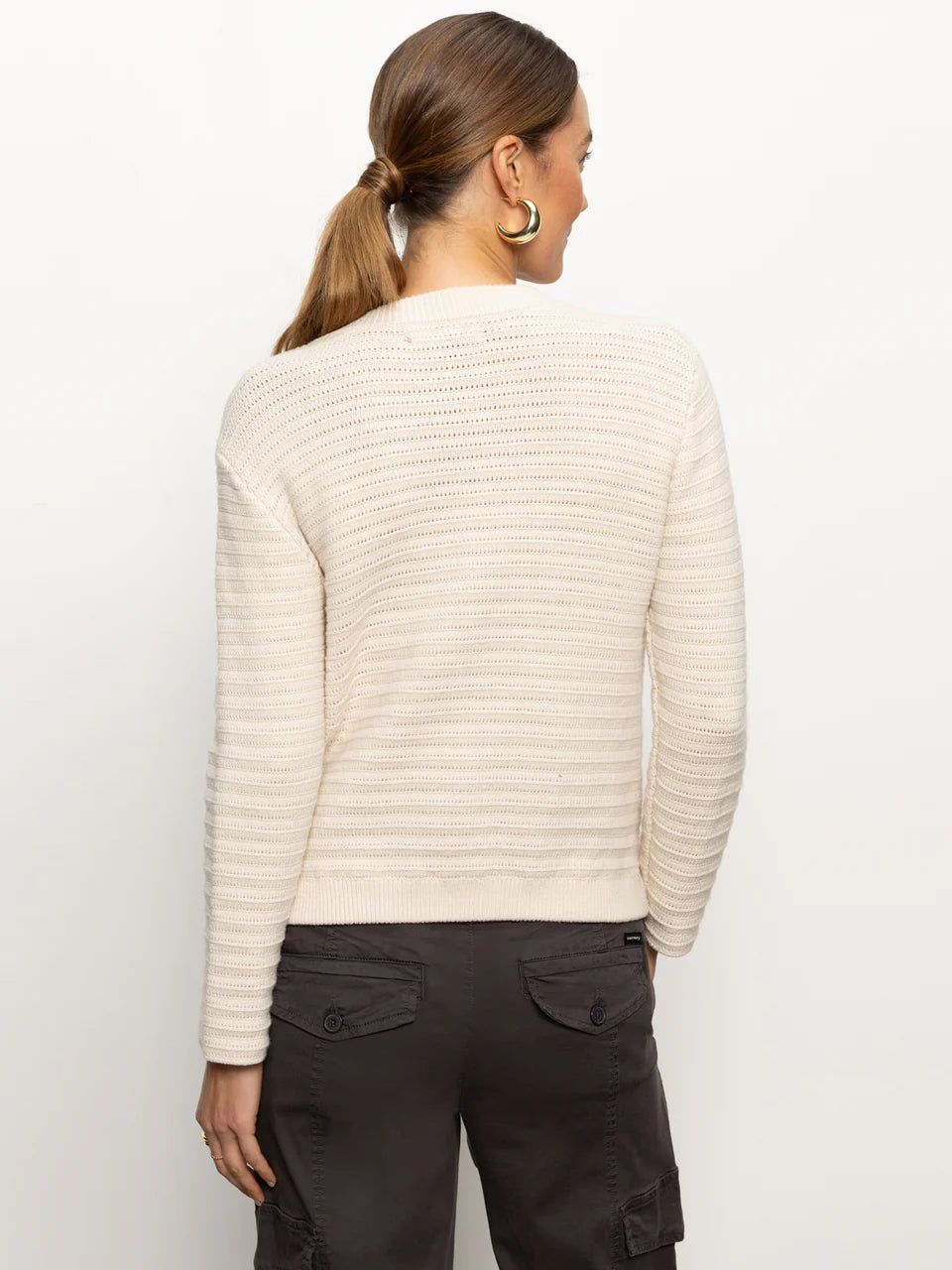 Pointelle Knitted Jacket-OAT