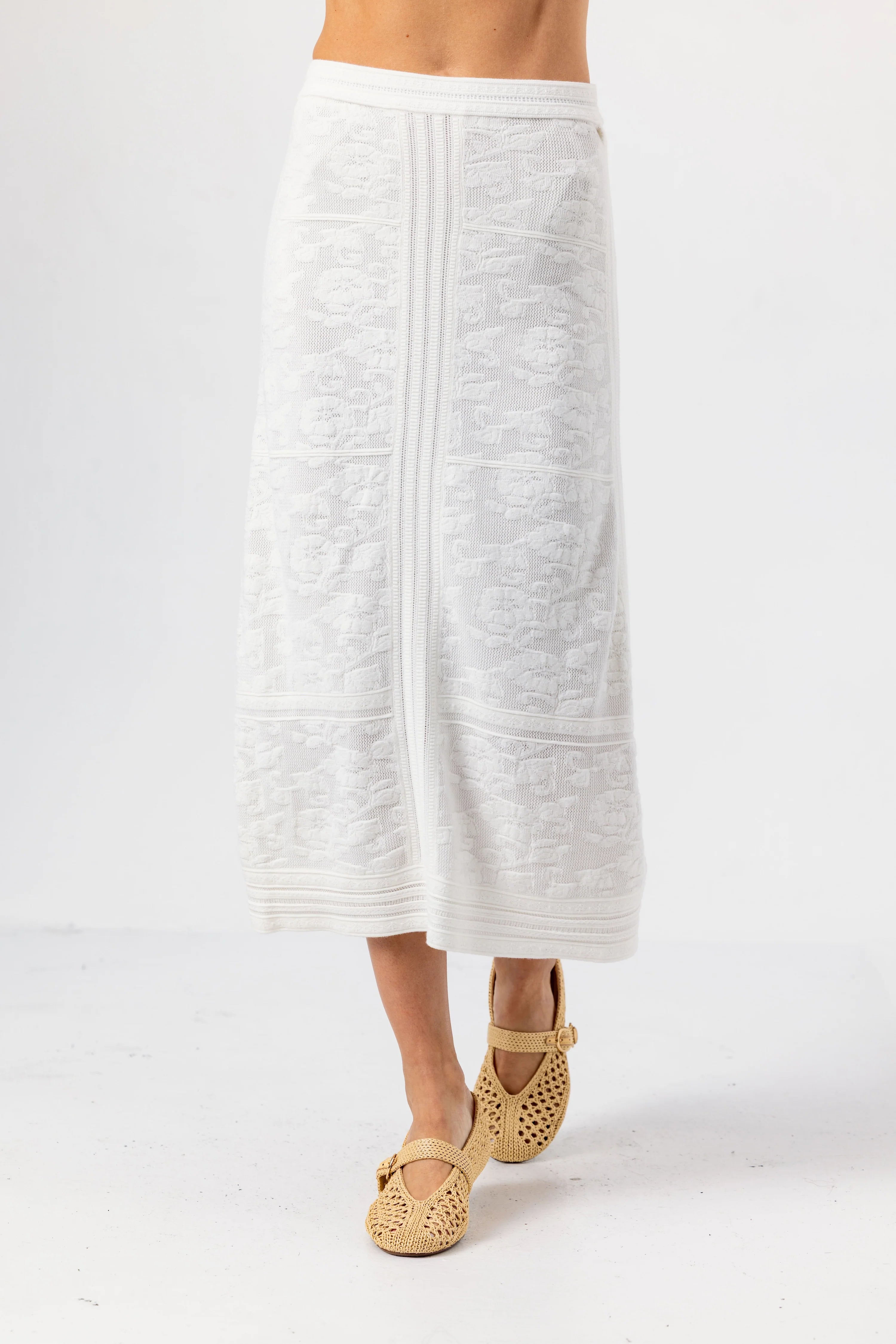 Zoie Skirt-Cream Floral Jacquard