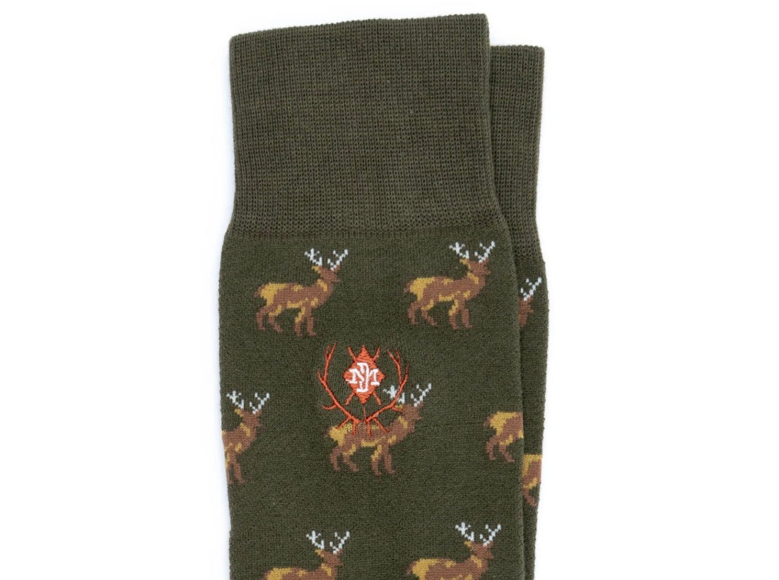 Peruvian Pima Cotton Socks - Green Elk