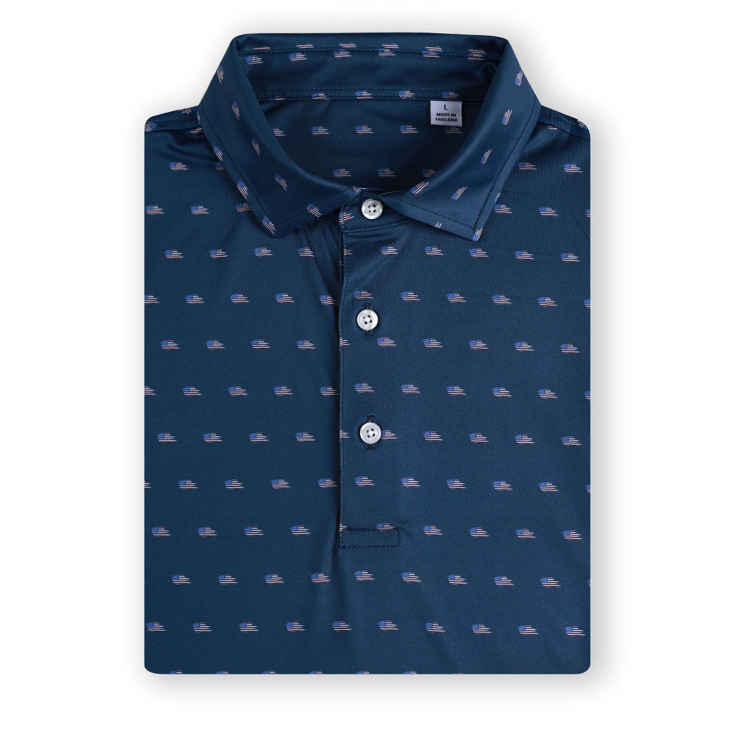 American Flag Polo - Denim Blue