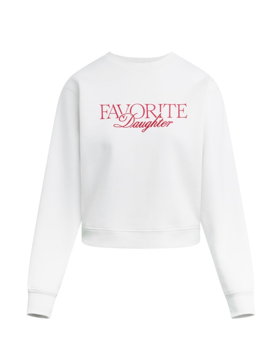 Embroidery Ritzy Classic Sweatshirt-Sugar/True Red