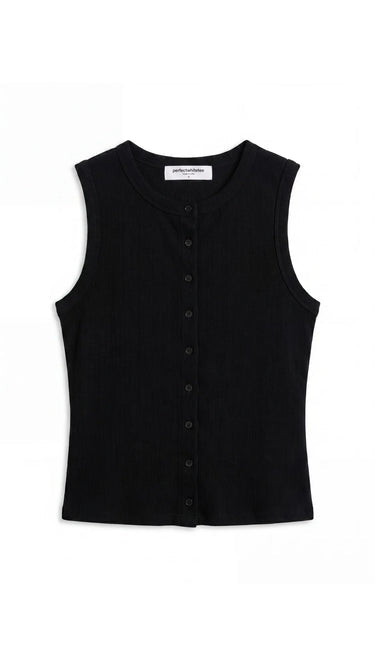 Andrea Luxe Rib Sleeveless Cardigan - True Black