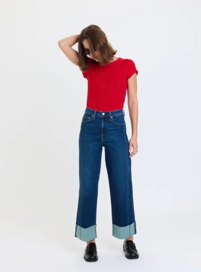 Daze-Pleaser High Rise Wide Ankle - Slow Motion
