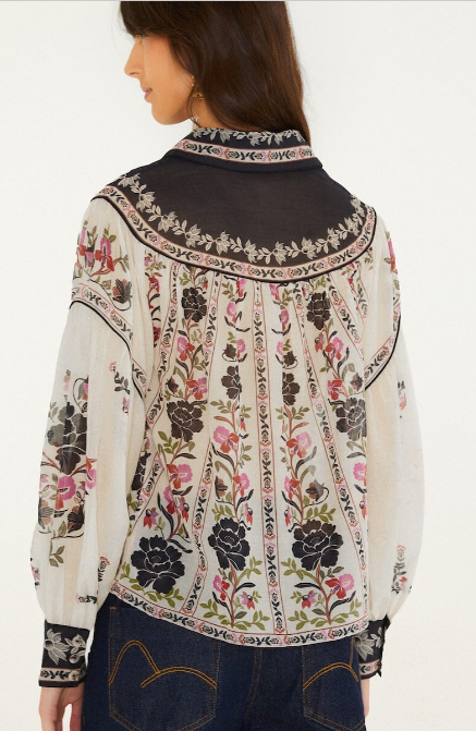 Delicate Floral Blouse-Cream