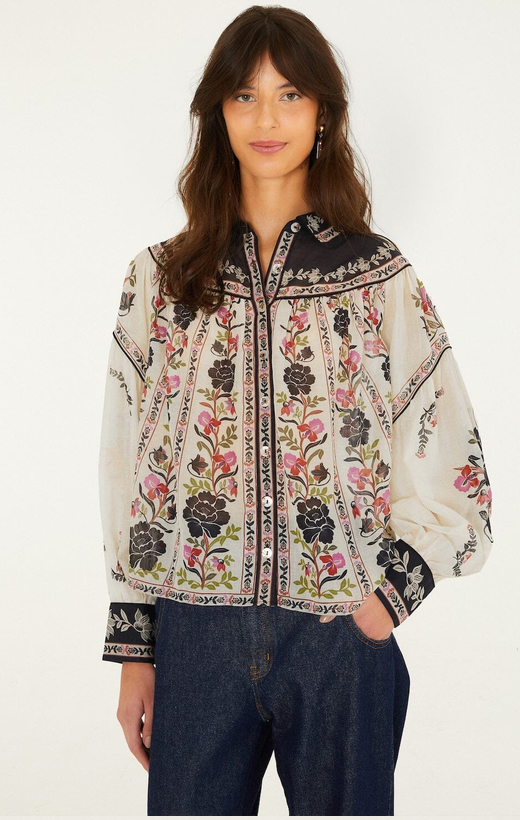 Delicate Floral Blouse-Cream