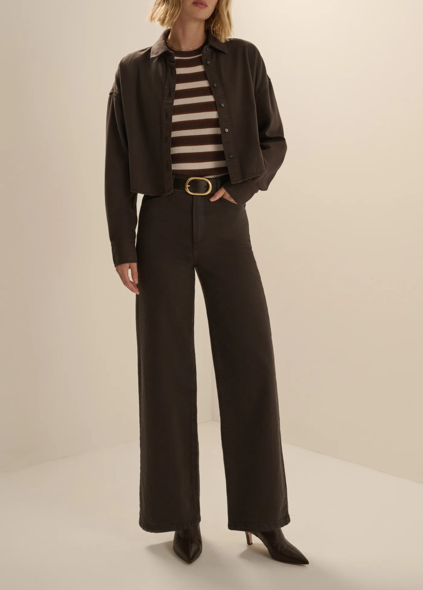 The Crop Ex Boyfriend Shirt - Esperesso