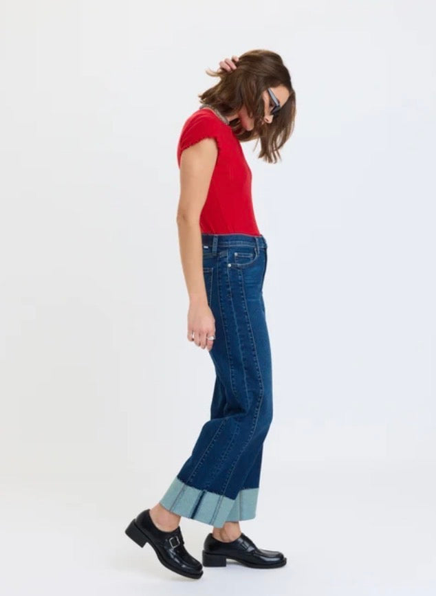 Daze-Pleaser High Rise Wide Ankle - Slow Motion