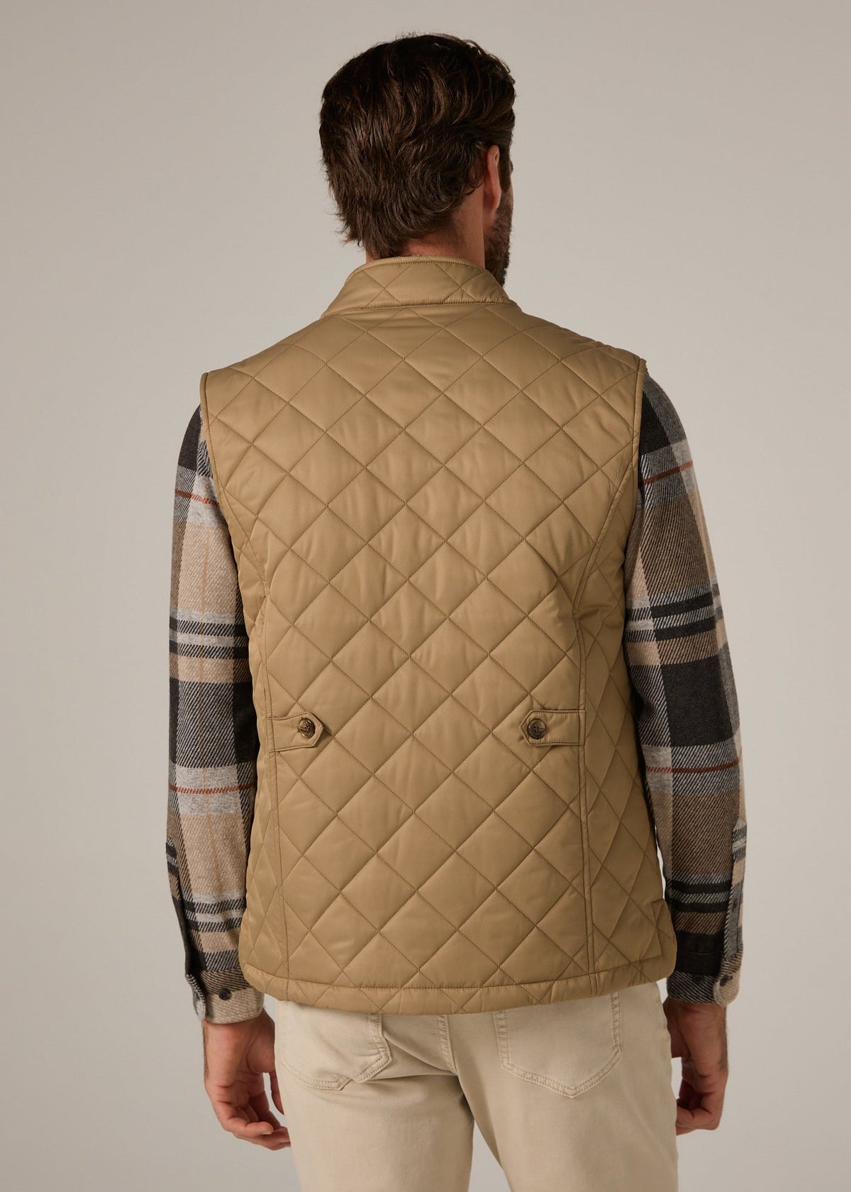 Crest Quilted Vest - Tan
