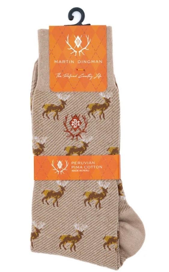 Peruvian Pima Cotton Sock - Oatmeal Elk