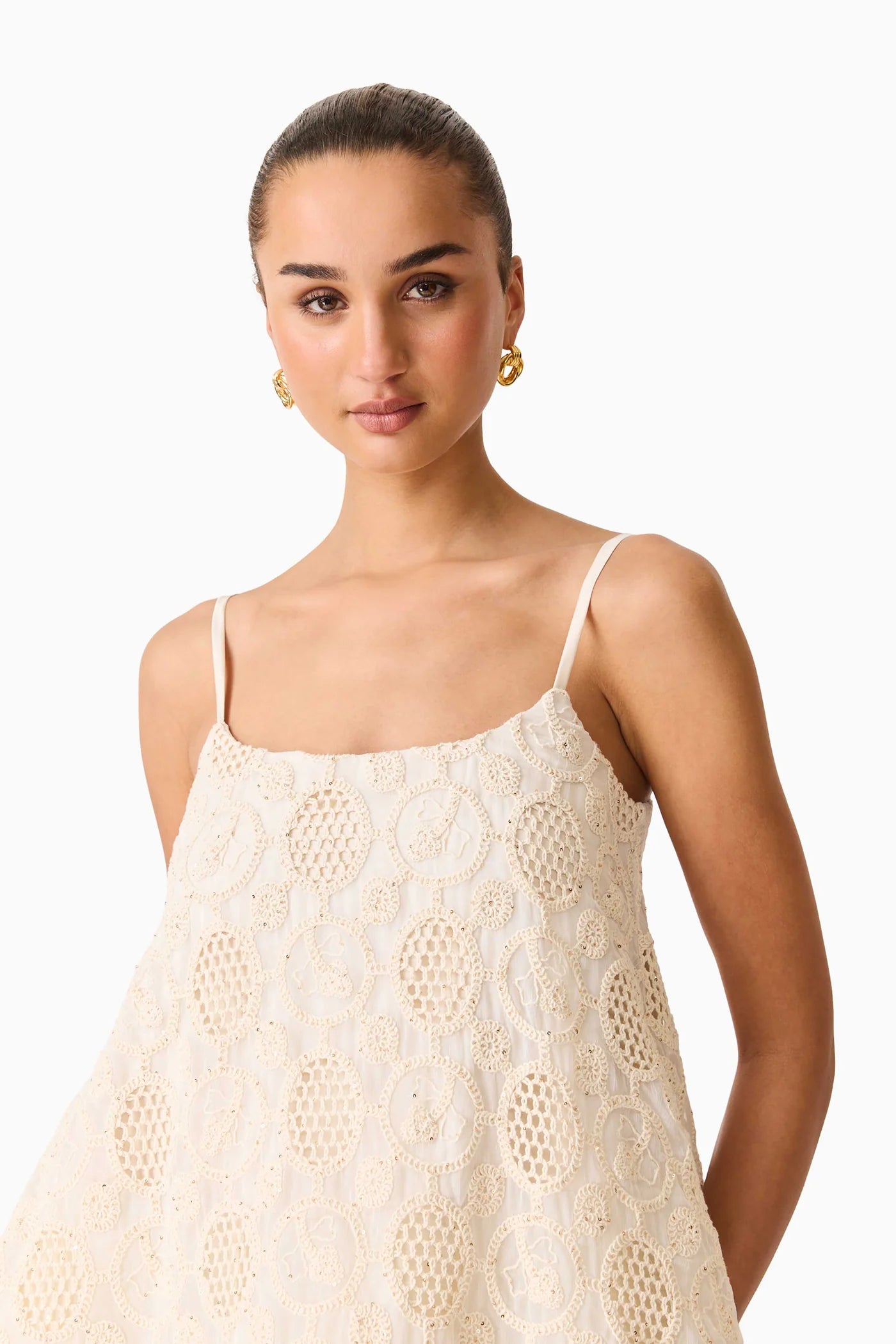 Vessia Shift Mini Dress-Cream