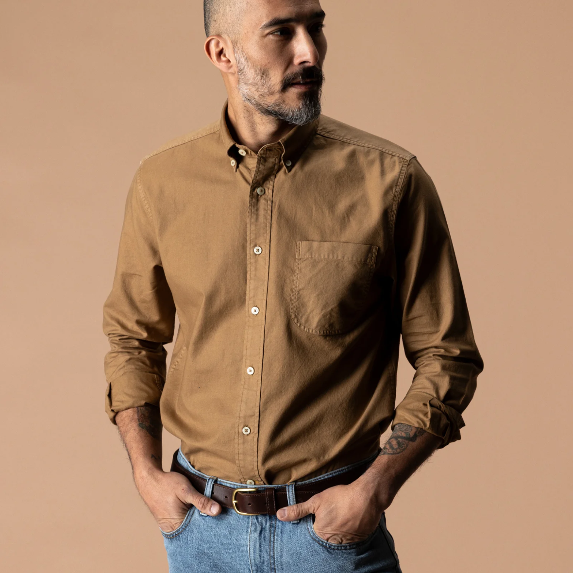 Beck Cotton Oxford Shirt - Bronze