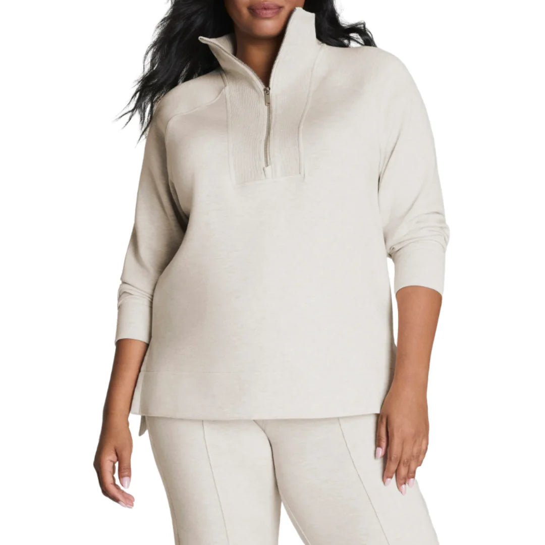 Brushed AE Half Zip Tunic-Heather Cream