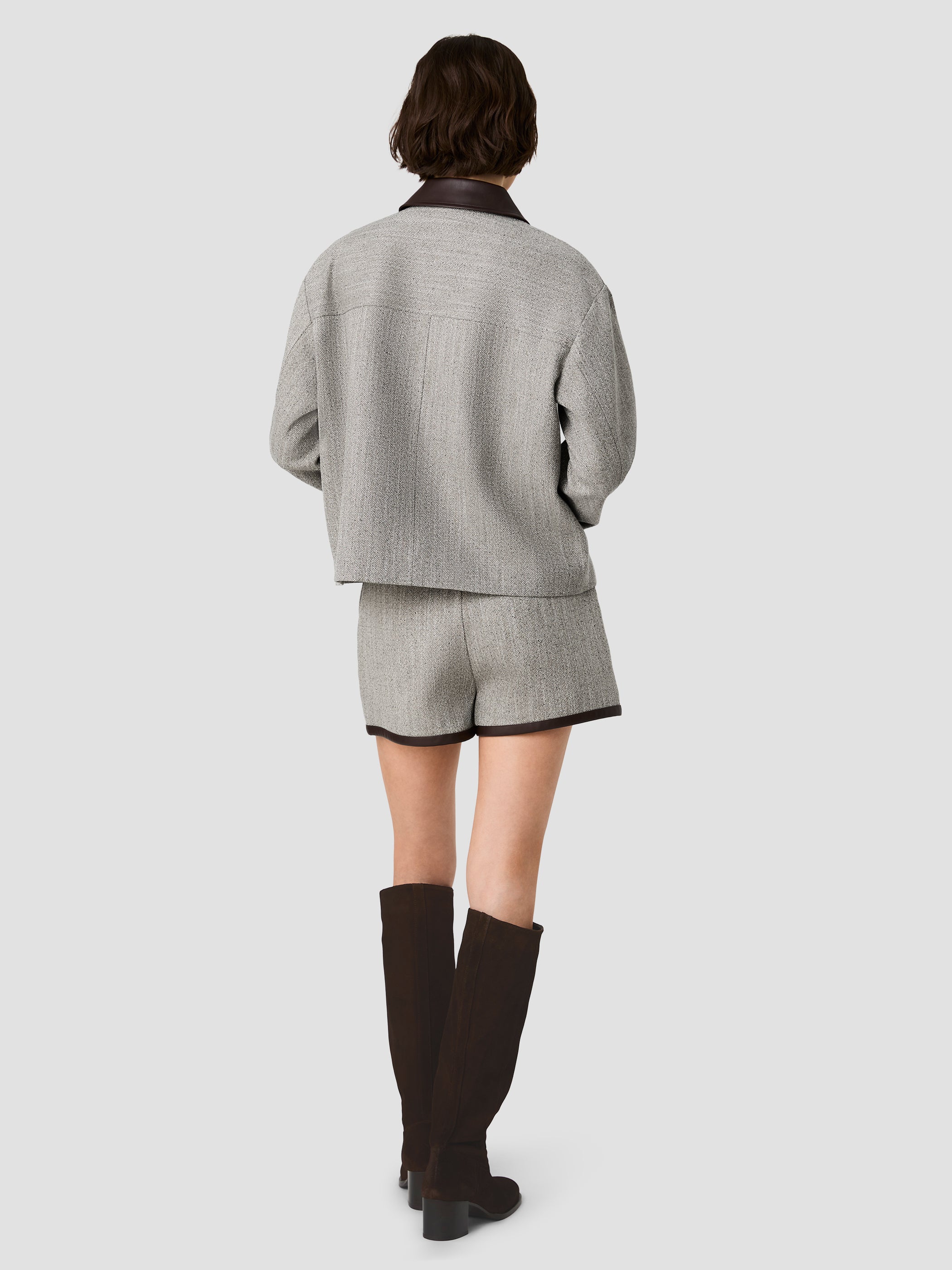 Speckled Herringbone Suiting Cropped Jacket