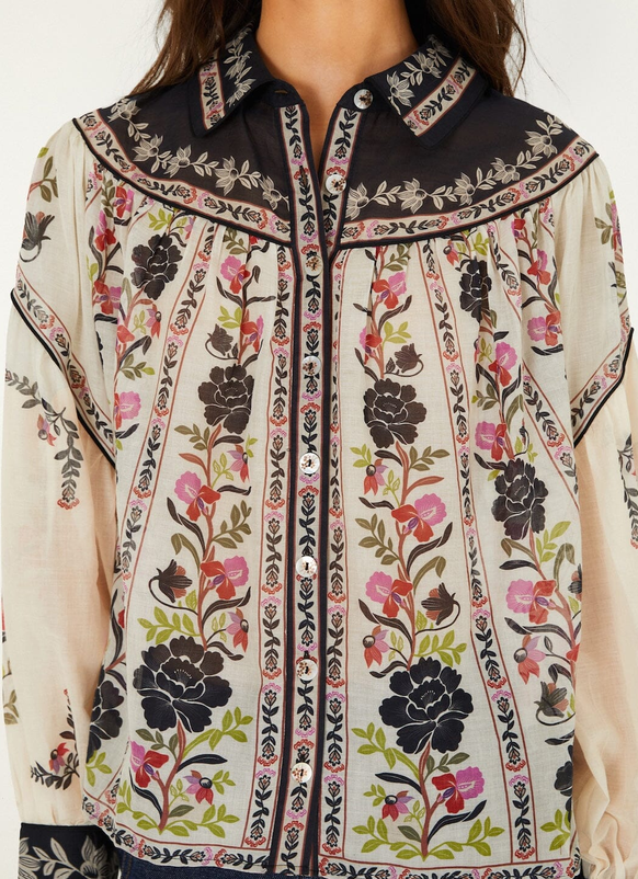 Delicate Floral Blouse-Cream