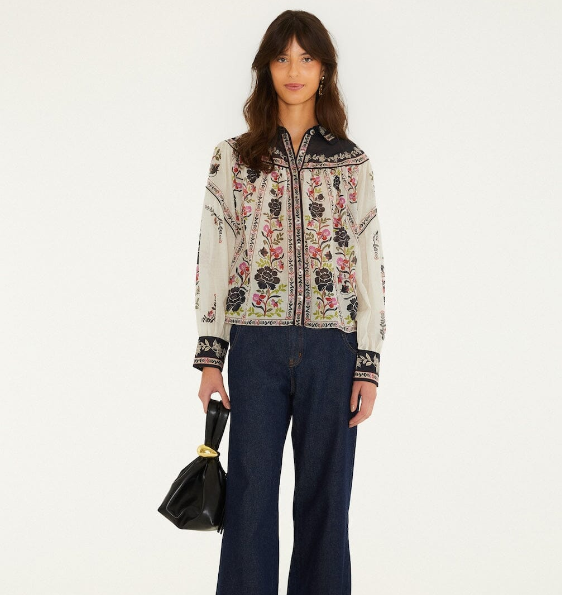 Delicate Floral Blouse-Cream