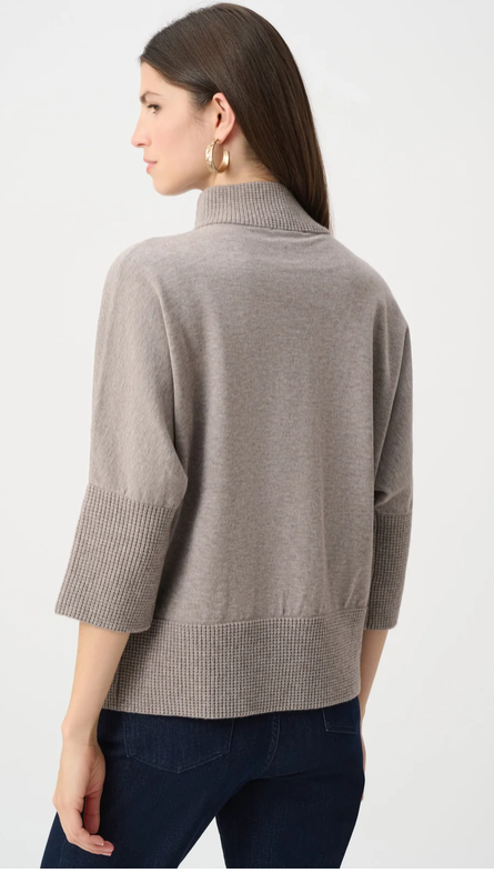 Haut Pour Dame Funnel Neck Sweater with Gold Zipper-Taupe