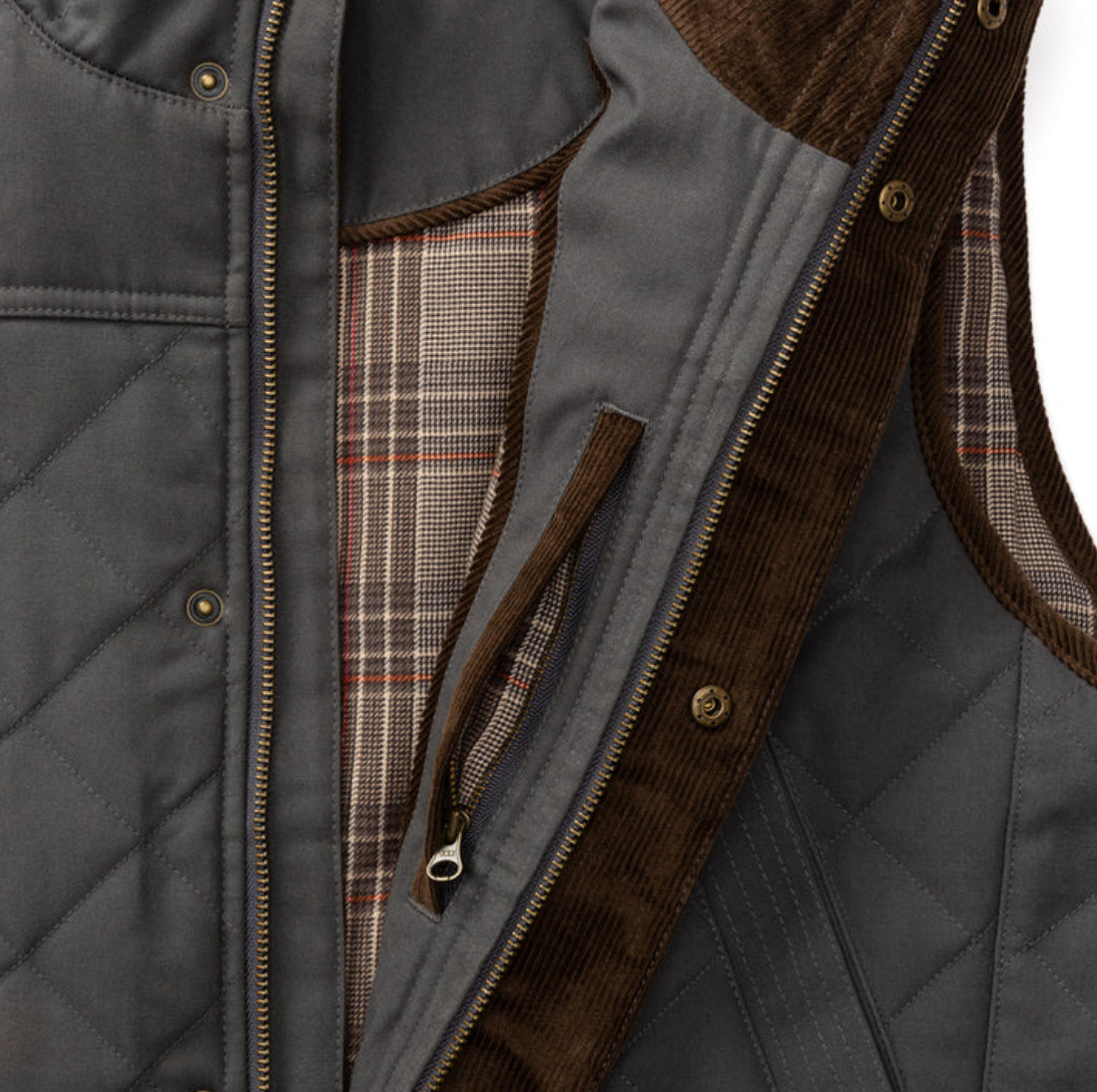 Waxed Quilted Duck Vest - Magnet Grey