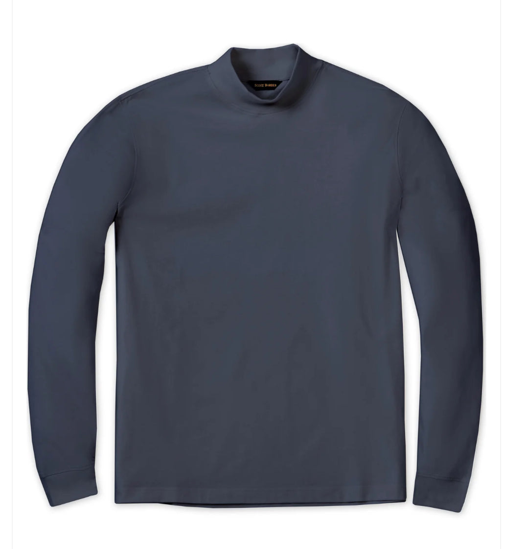 Pima Mock Turtleneck - Indigo