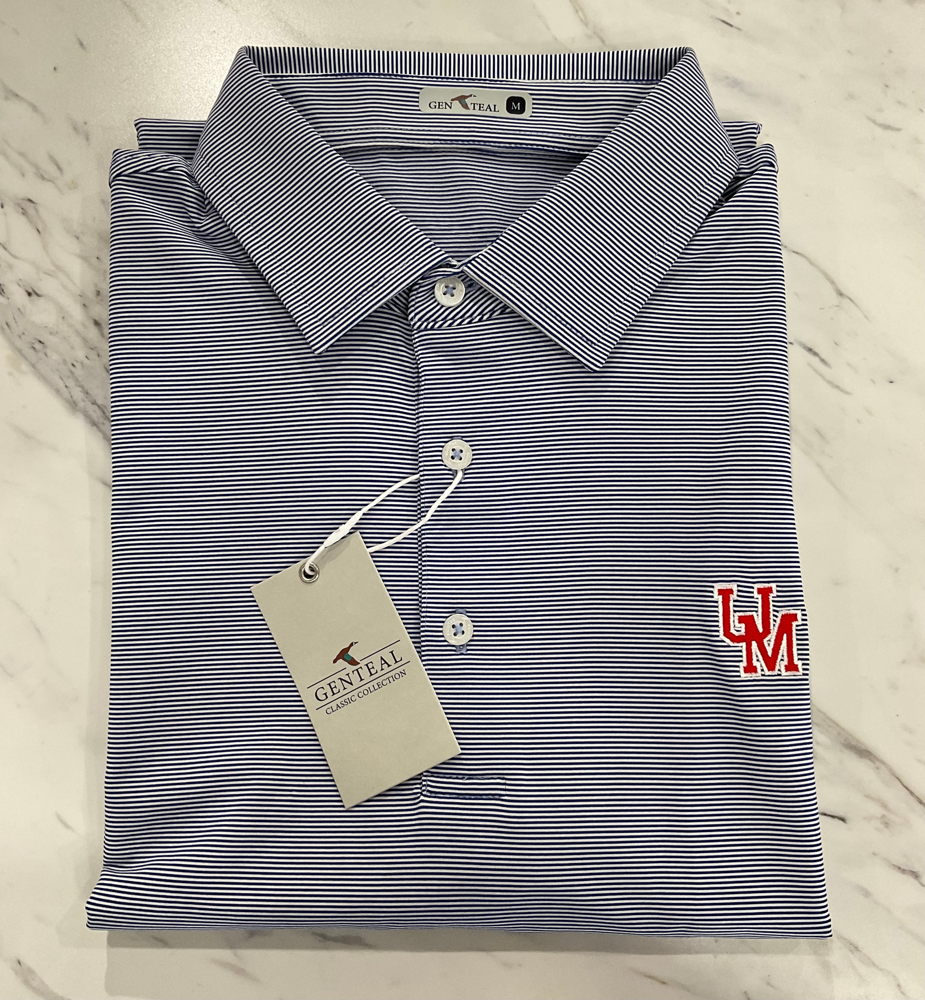 Ole Miss Pinstripe Polo - NAVY