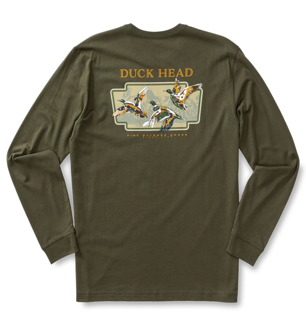 Flying Mallard Long Sleeve Tshirt - Dark Forest