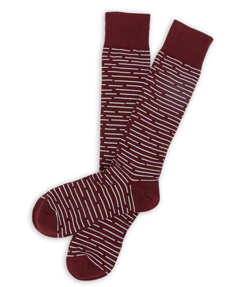 Maroon Broken Stripe Dress Socks