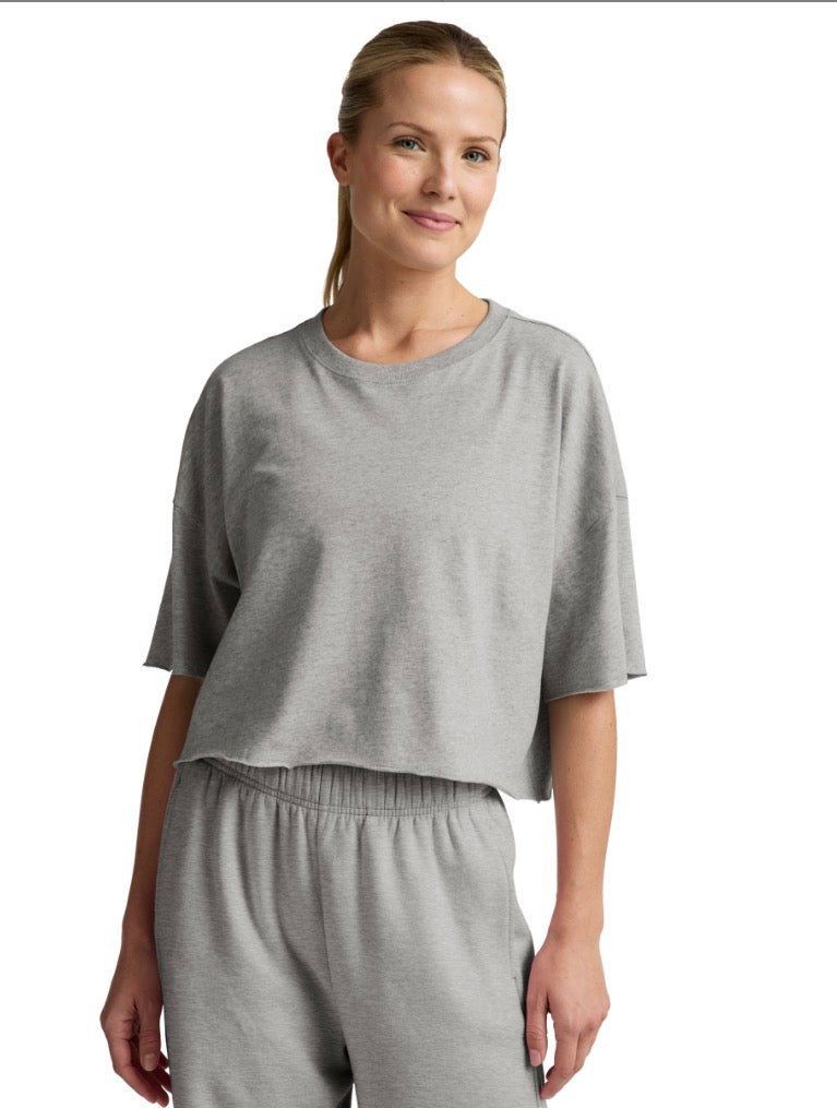 Better Than Ever Cropped Tee-Heather Grey